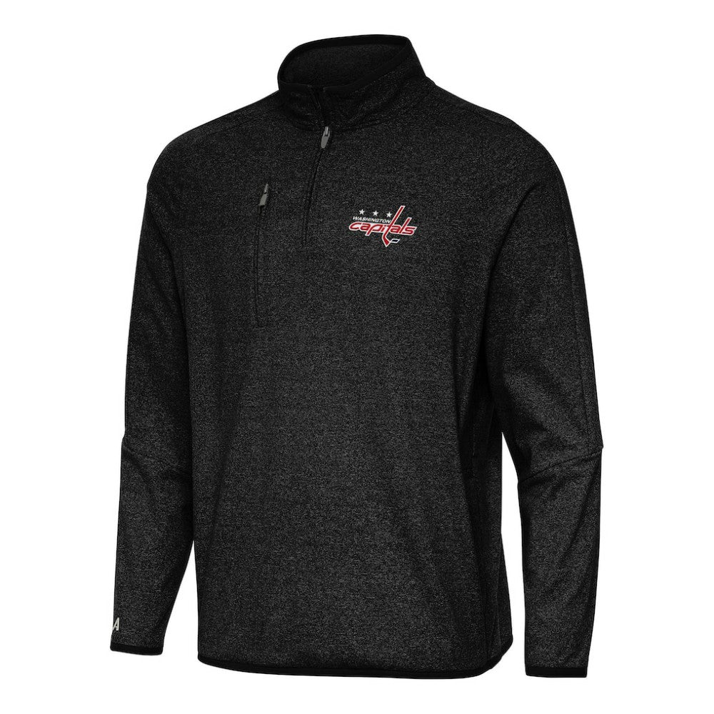 NHL Heather Black Washington Capitals Antigua Certain Quarter-Zip Tri-Blend Sweatshirt
