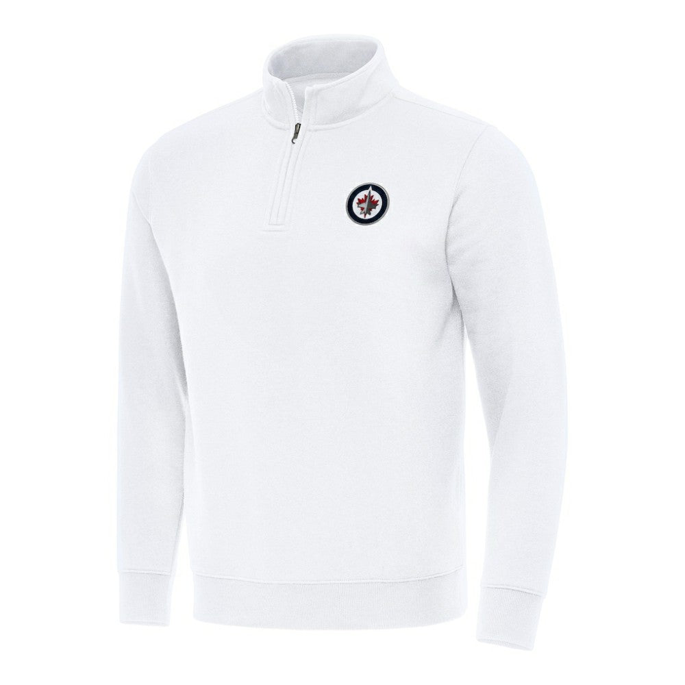 NHL White Winnipeg Jets Antigua Victory Quarter-Zip Mock Sweatshirt