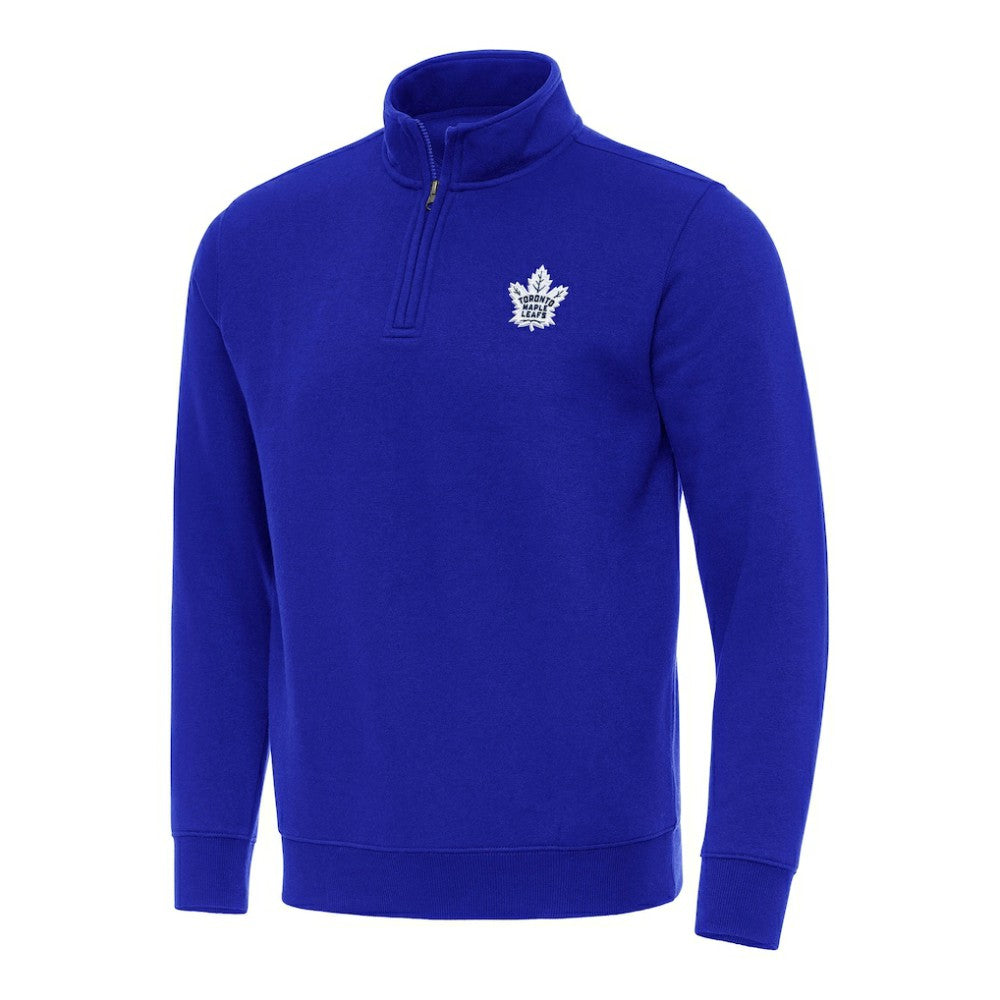 NHL Blue Toronto Maple Leafs Antigua Victory Quarter-Zip Mock Sweatshirt