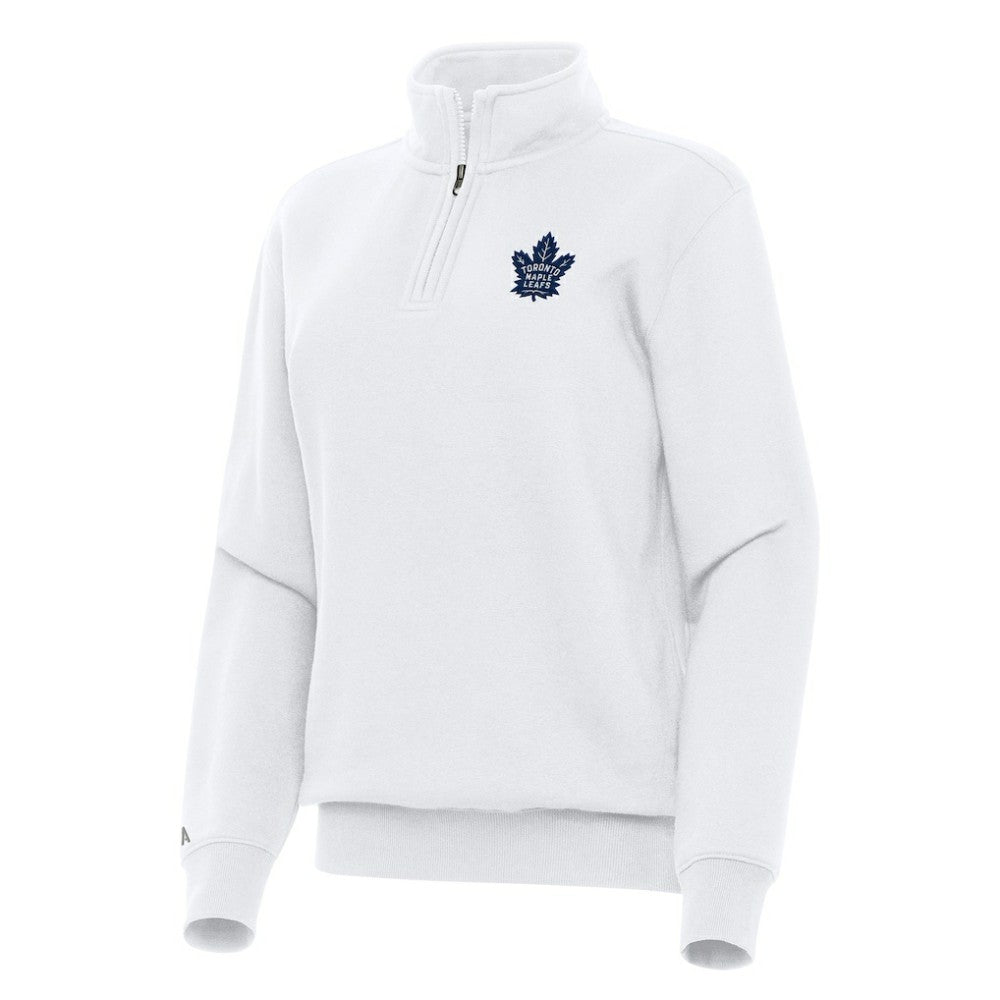 NHL White Toronto Maple Leafs Antigua Women's Victory Quarter-Zip Sweatshirt