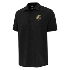 NHL Black Vegas Golden Knights Antigua Activate Woven Short Sleeve Button-Up Shirt