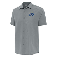 NHL Gray Tampa Bay Lightning Antigua Activate Woven Short Sleeve Button-Up Shirt