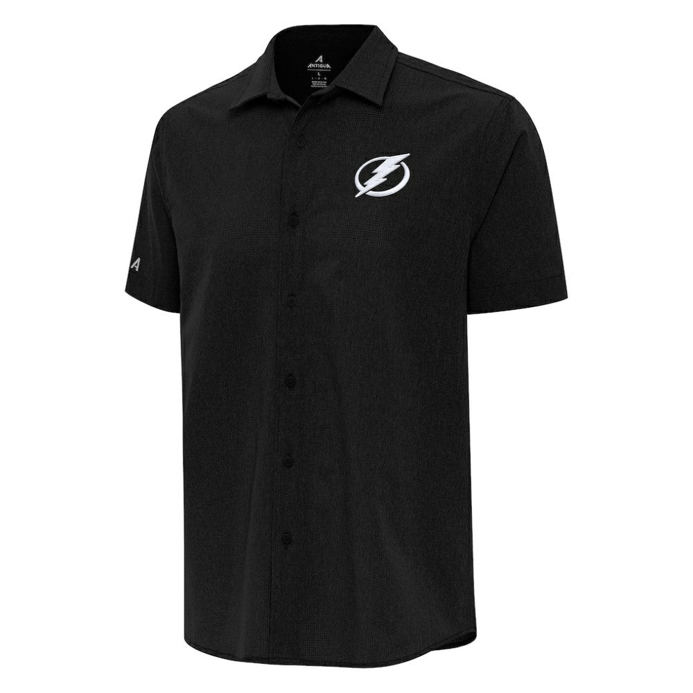NHL Black Tampa Bay Lightning Antigua Activate Woven Short Sleeve Button-Up Shirt