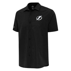 NHL Black Tampa Bay Lightning Antigua Activate Woven Short Sleeve Button-Up Shirt