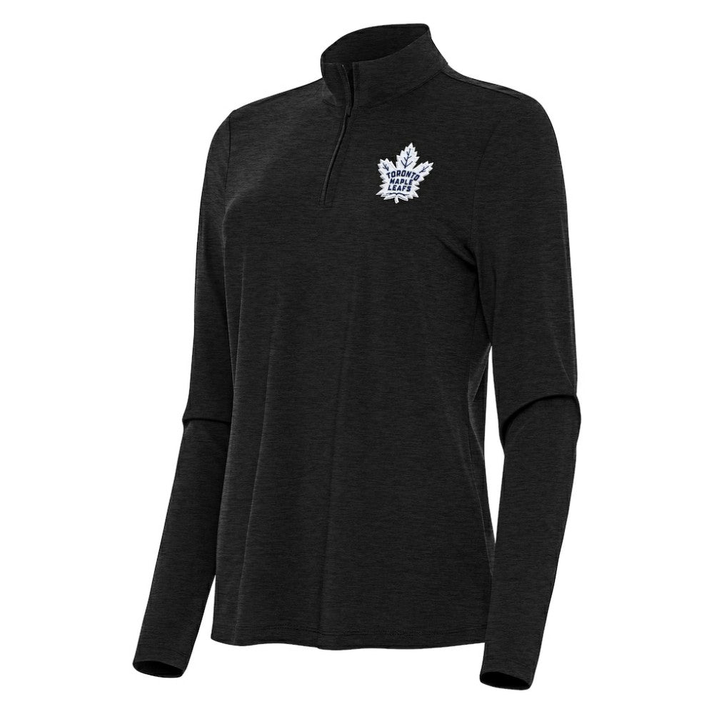 NHL Heather Black Toronto Maple Leafs Antigua Women's Bright Quarter-Zip Top