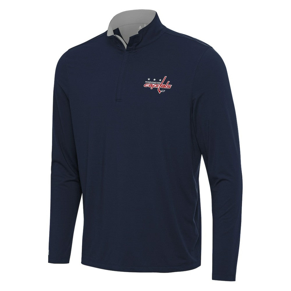 NHL Navy/Gray Washington Capitals Antigua Content Quarter-Zip Pullover Top