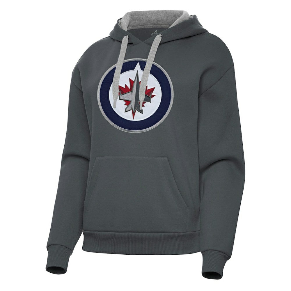 NHL Charcoal Winnipeg Jets Antigua Women's Victory Pullover Hoodie