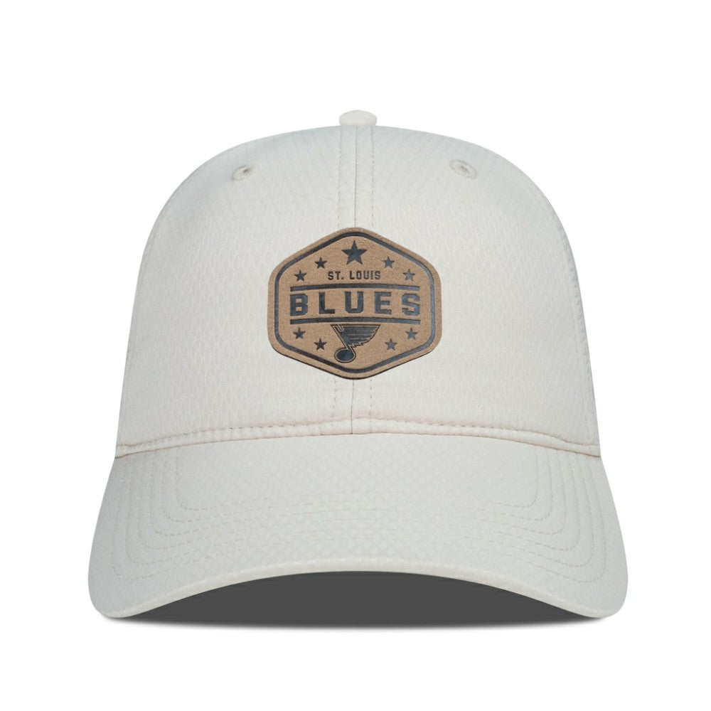 NHL Cream St. Louis Blues Men's Levelwear Faux Leather Patch Unstructured Adjustable Hat