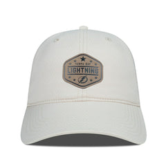 NHL Cream Tampa Bay Lightning Men's Levelwear Faux Leather Patch Unstructured Adjustable Hat