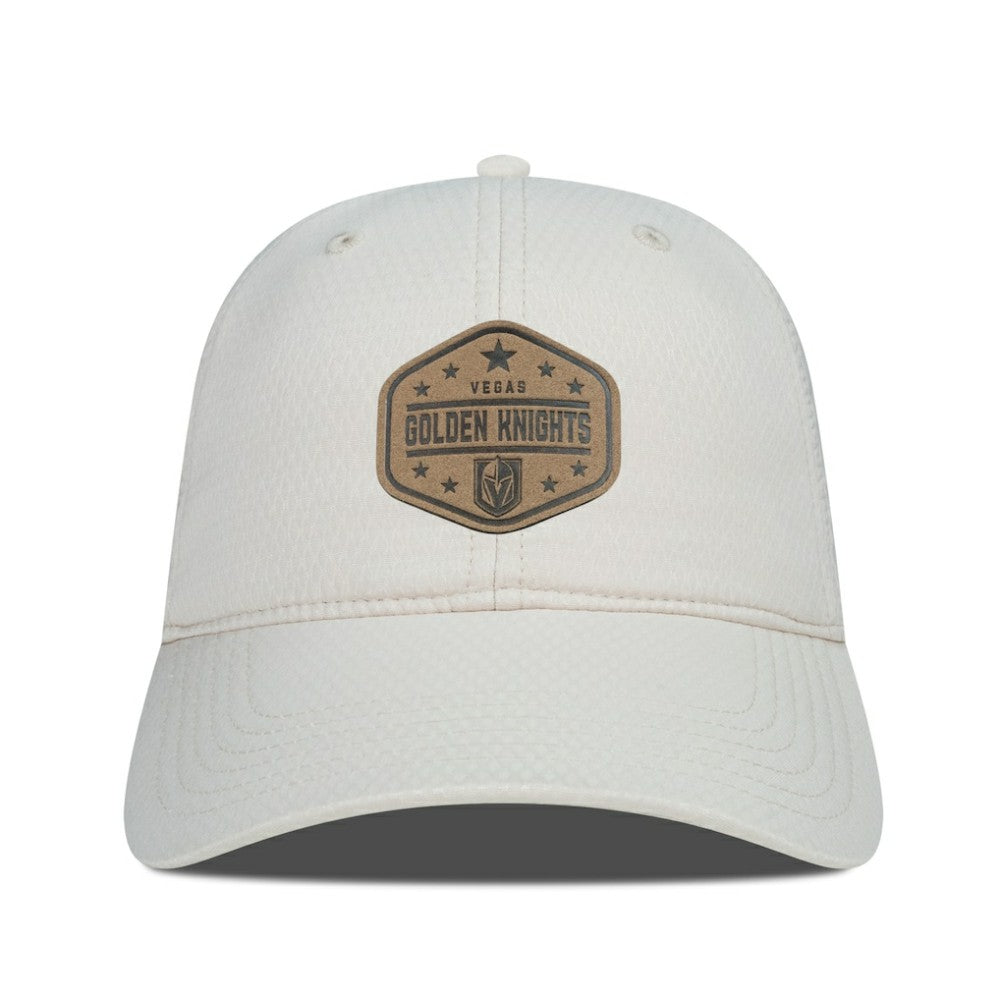 NHL Cream Vegas Golden Knights Men's Levelwear Faux Leather Patch Unstructured Adjustable Hat