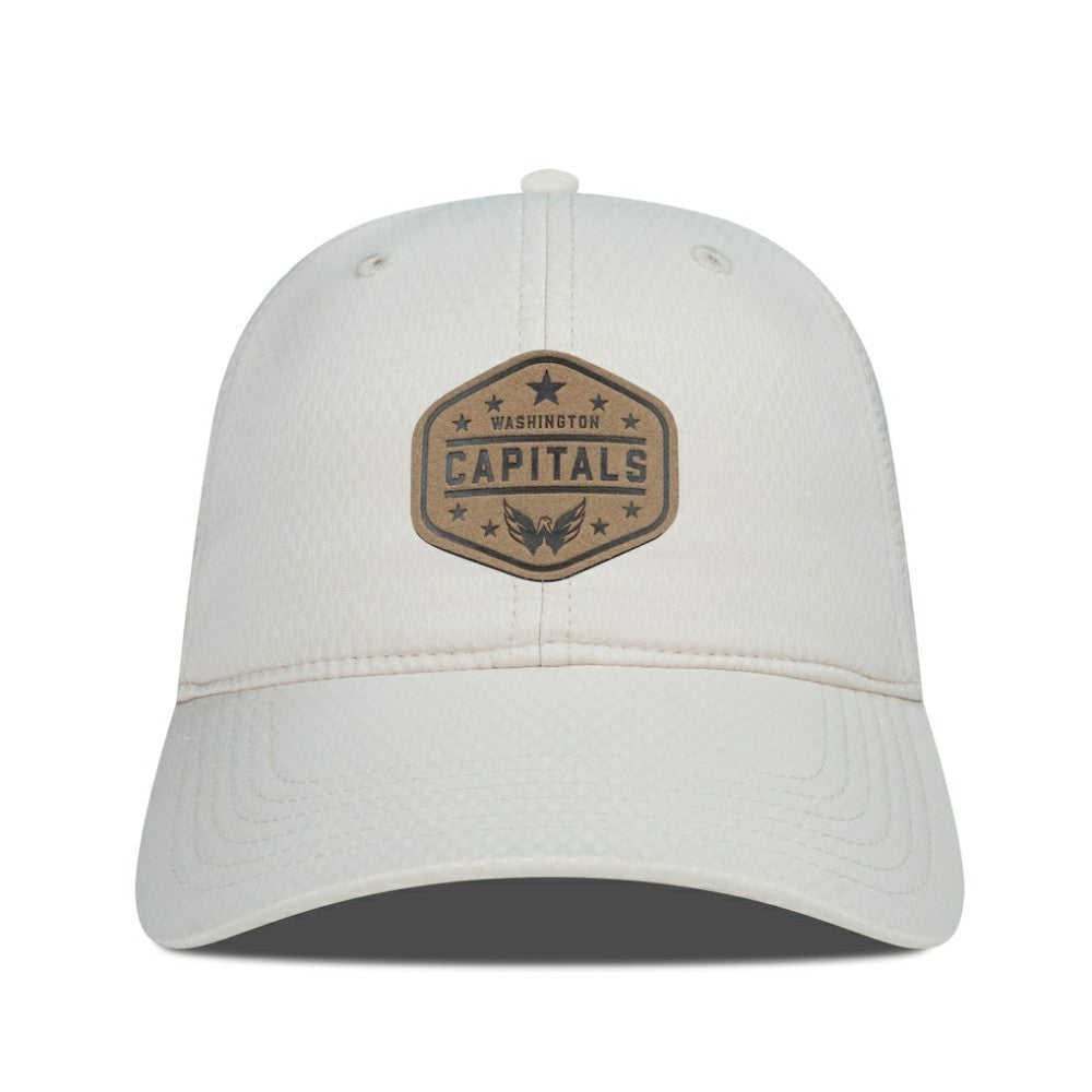 NHL Cream Washington Capitals Men's Levelwear Faux Leather Patch Unstructured Adjustable Hat