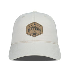 NHL Cream Buffalo Sabres Men's Levelwear Faux Leather Patch Unstructured Adjustable Hat