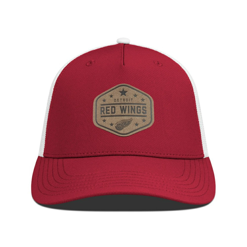 NHL Red Detroit Red Wings Men's Levelwear Faux Leather Patch Structured Adjustable Hat