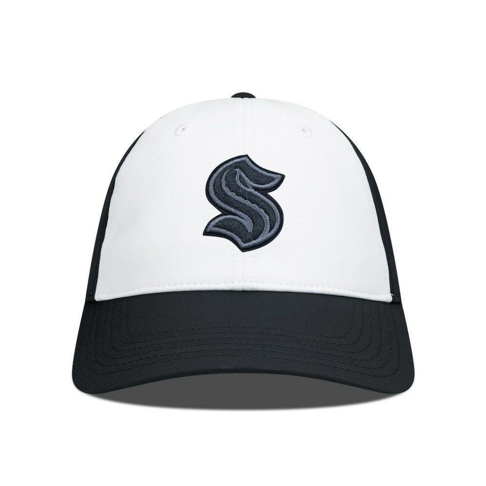 NHL Black/White Seattle Kraken Levelwear Endure Nightfall Blackout Patch Unstructured Flex Hat