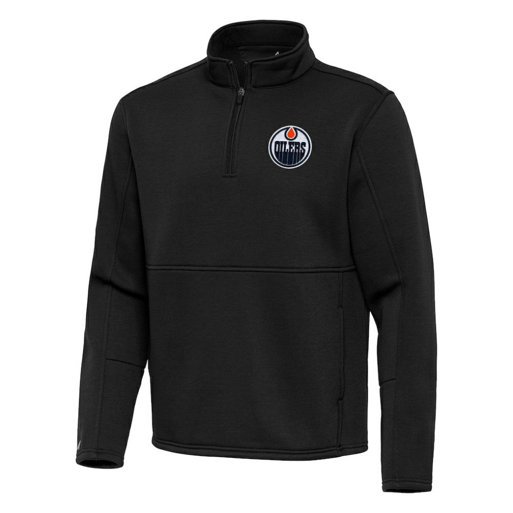 NHL Black Edmonton Oilers Antigua Twist Quarter-Zip Pullover Jacket