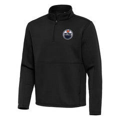 NHL Black Edmonton Oilers Antigua Twist Quarter-Zip Pullover Jacket