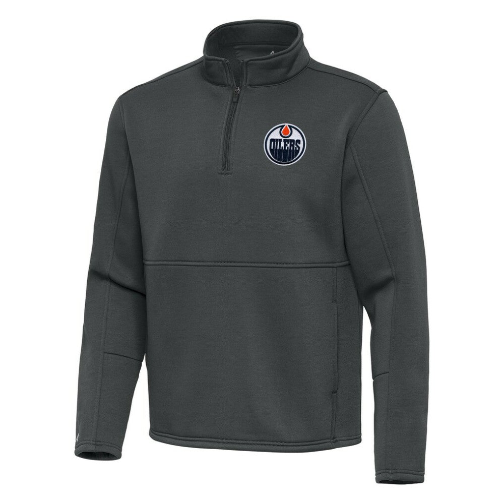 NHL Pewter Edmonton Oilers Antigua Twist Quarter-Zip Pullover Jacket