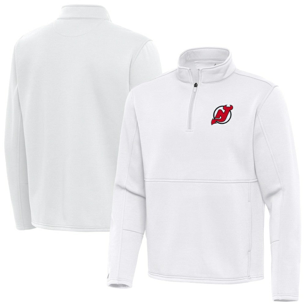 NHL White New Jersey Devils Antigua Twist Quarter-Zip Pullover Jacket