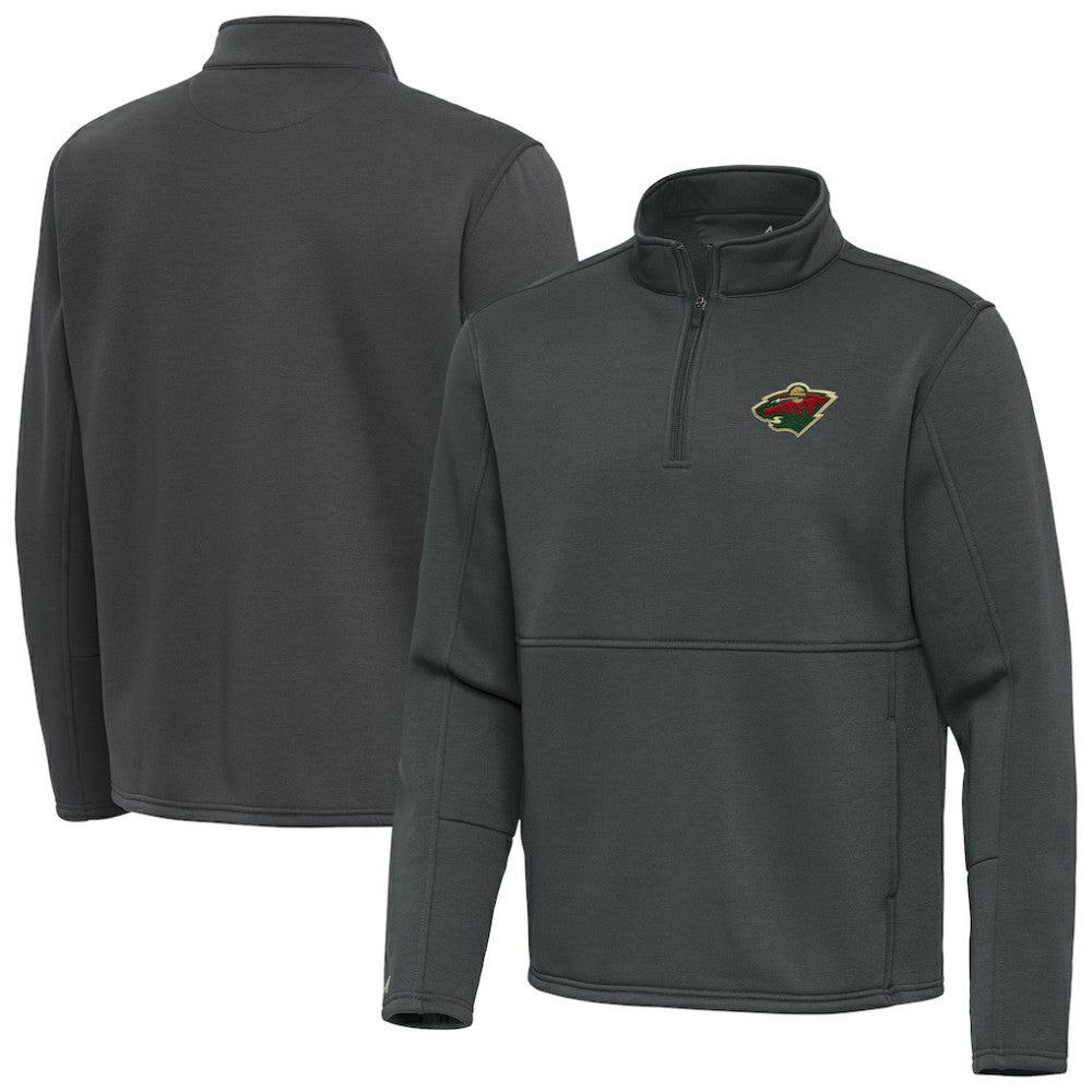 NHL Pewter Minnesota Wild Antigua Twist Quarter-Zip Pullover Jacket