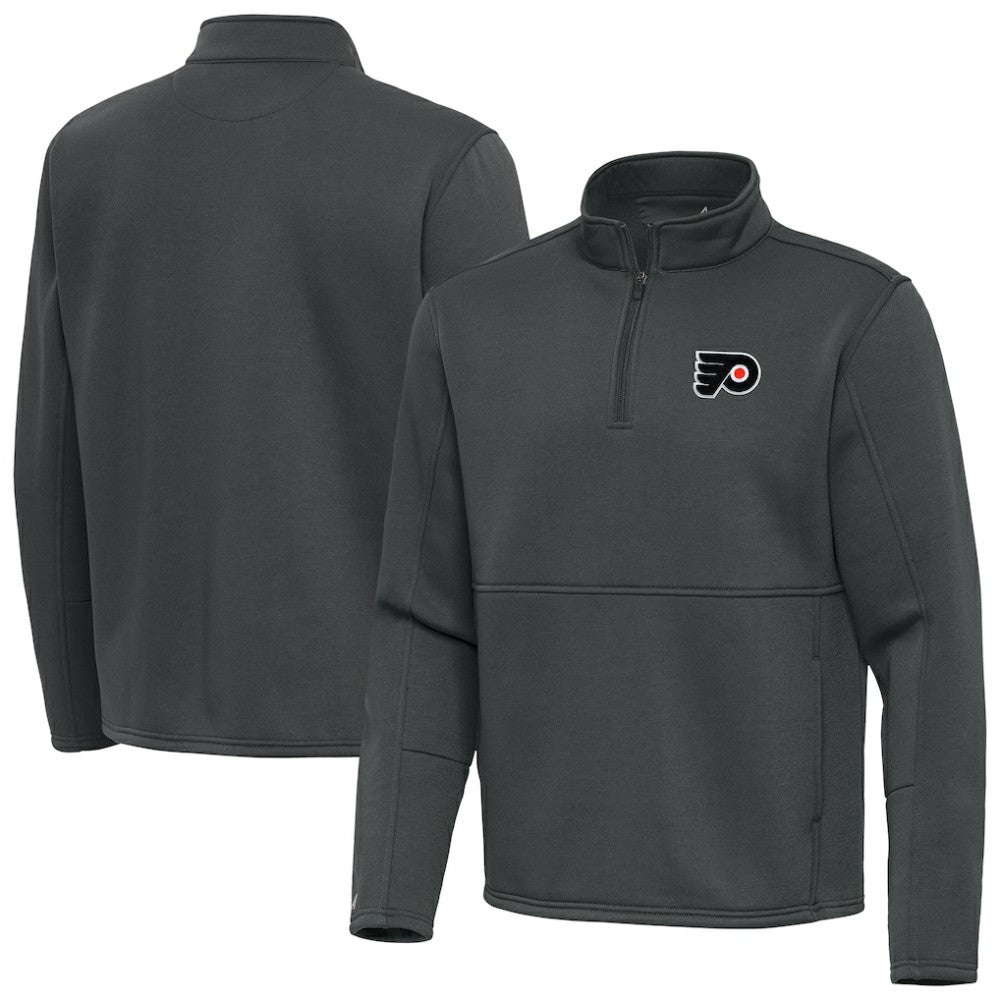 NHL Pewter Philadelphia Flyers Antigua Twist Quarter-Zip Pullover Jacket