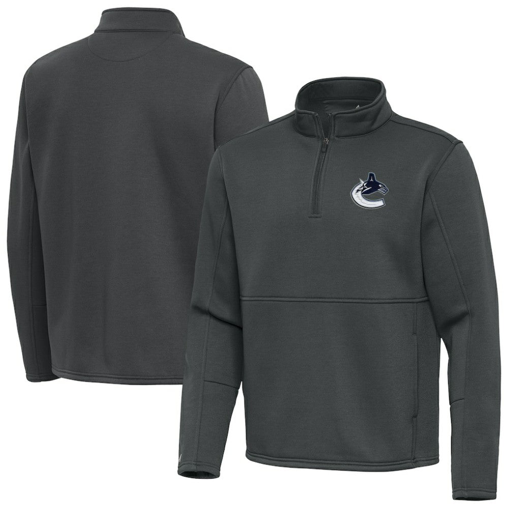 NHL Pewter Vancouver Canucks Antigua Twist Quarter-Zip Pullover Jacket