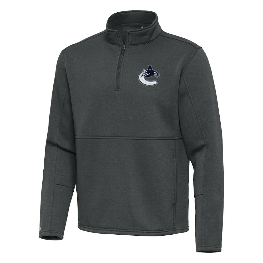 NHL Pewter Vancouver Canucks Antigua Twist Quarter-Zip Pullover Jacket