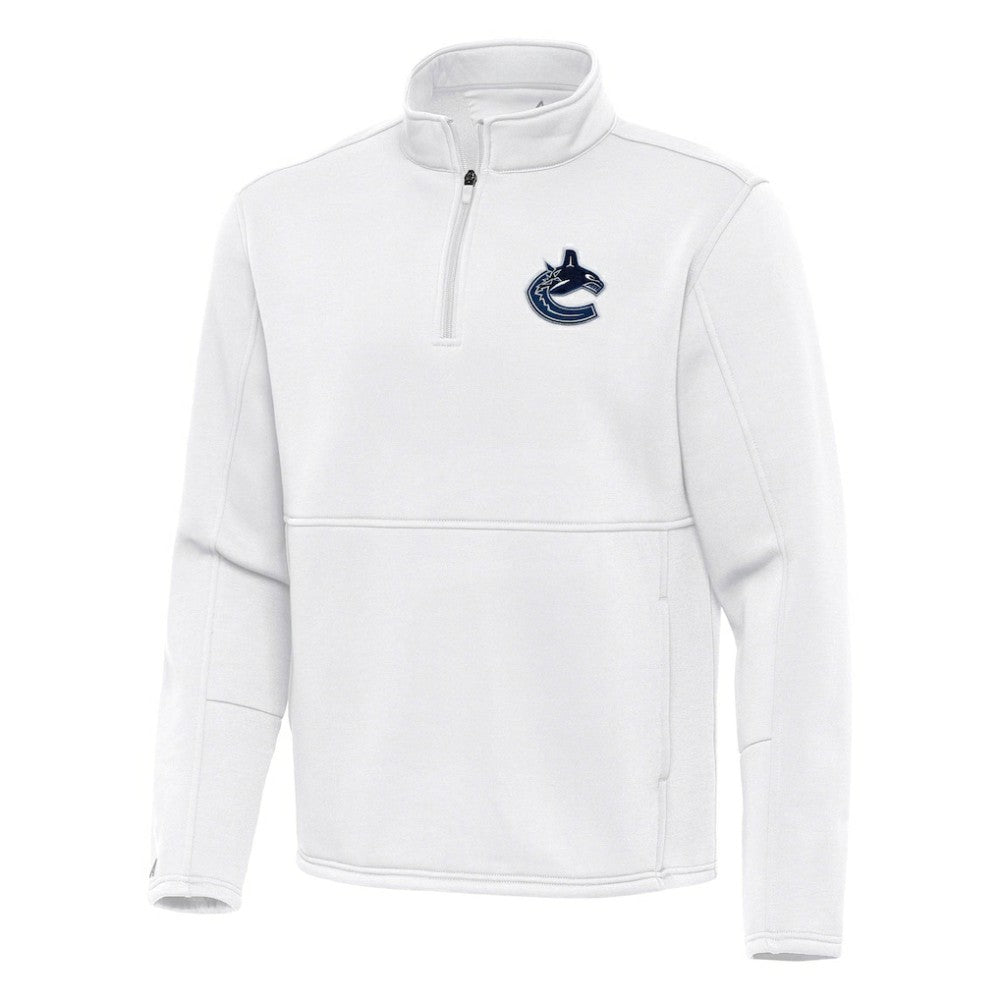 NHL White Vancouver Canucks Antigua Twist Quarter-Zip Pullover Jacket