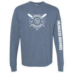 MLB Milwaukee Brewers Soft as a Grape Women's Pigment Dye Long Sleeve T-Shirt