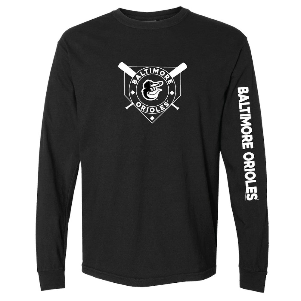 MLB Baltimore Orioles Soft as a Grape Women's Pigment Dye Long Sleeve T-Shirt