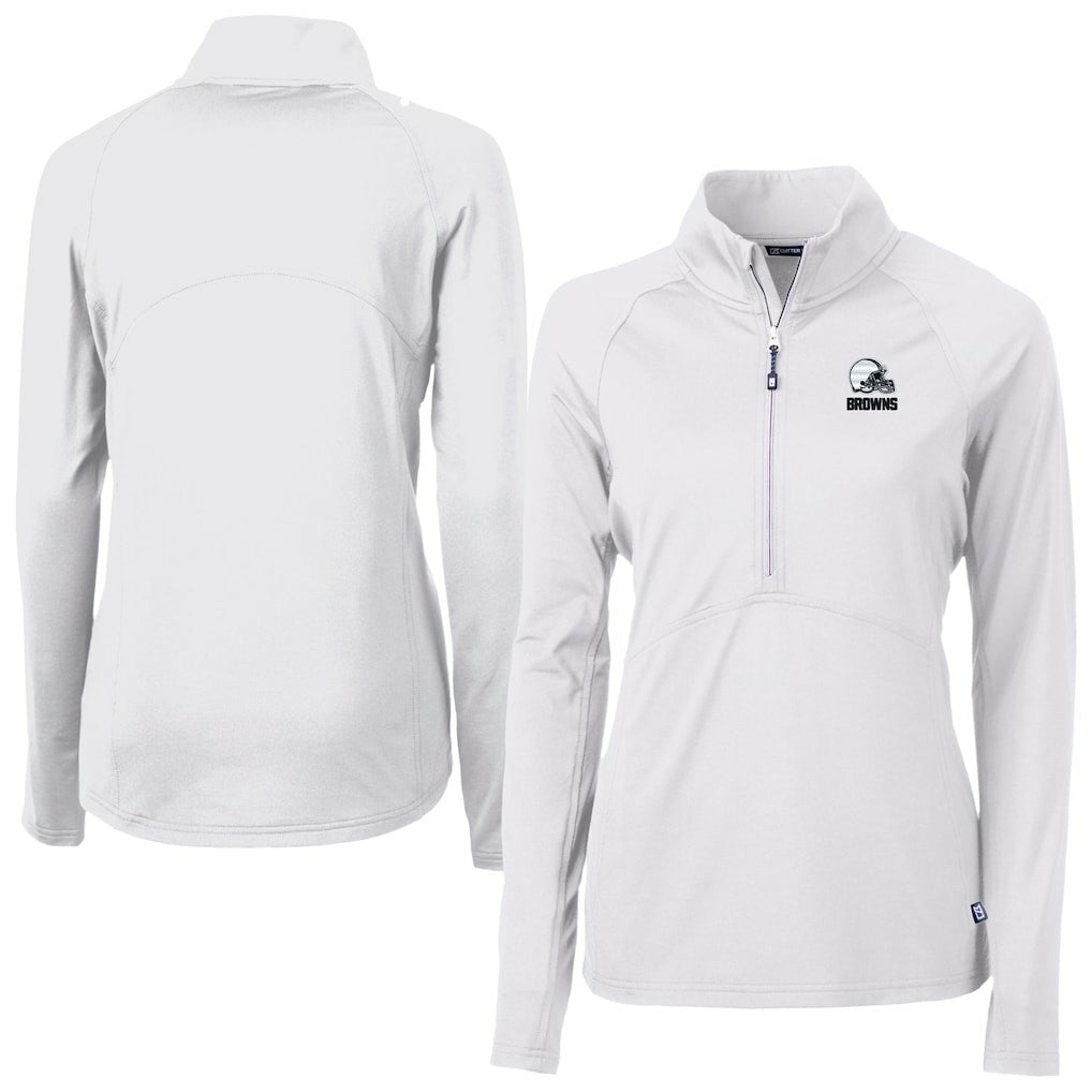 Cutter & Buck Women's Adapt Eco Knit Stretch Recycled Half-Zip Pullover Top - Cleveland Browns