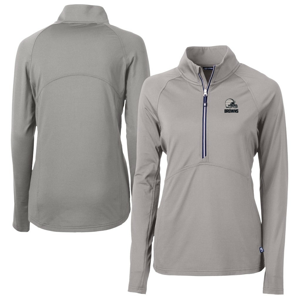 Cutter & Buck Women's Adapt Eco Knit Stretch Recycled Half-Zip Pullover Top - Cleveland Browns