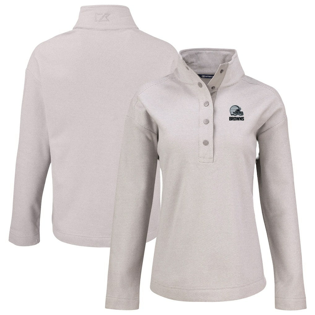 Cutter & Buck Women's Hunts Point Eco Textured Fleece Recycled Quarter-Snap Pullover - Cleveland Browns