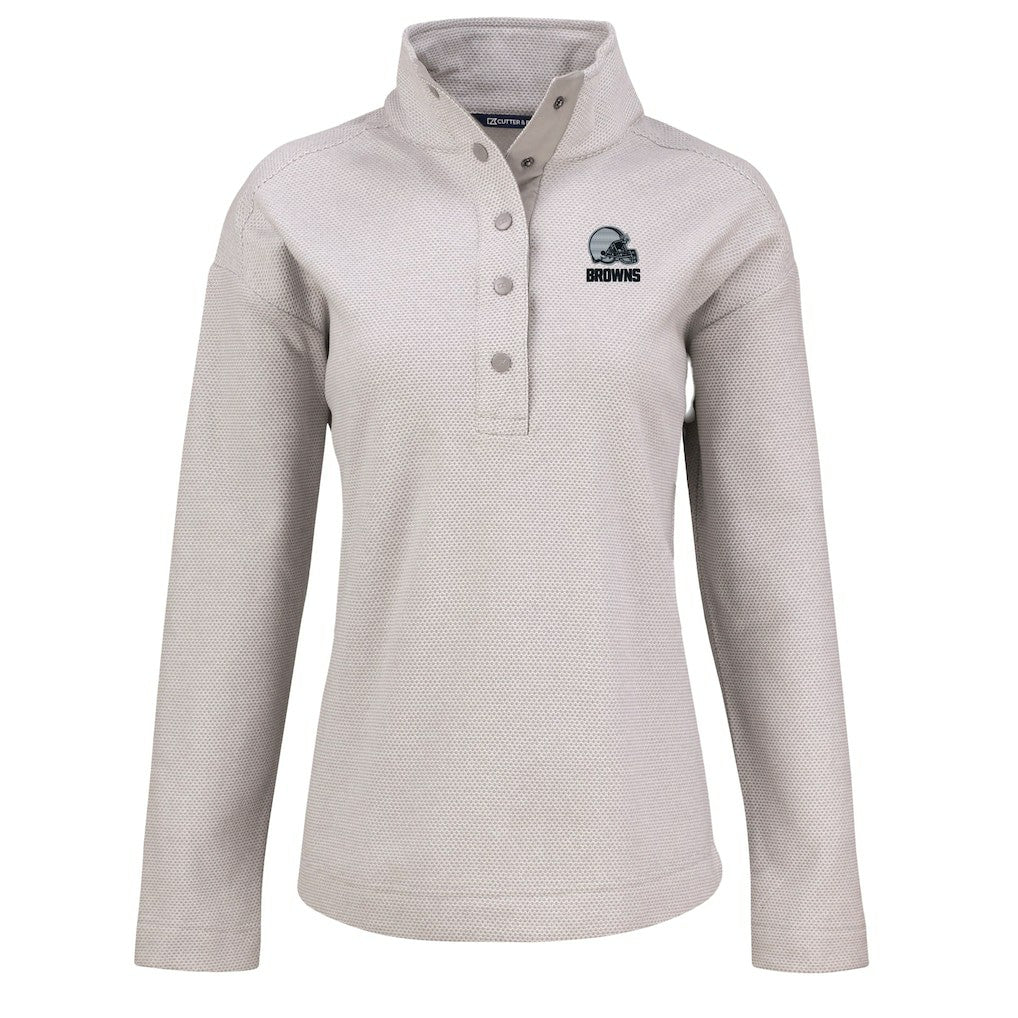 Cutter & Buck Women's Hunts Point Eco Textured Fleece Recycled Quarter-Snap Pullover - Cleveland Browns