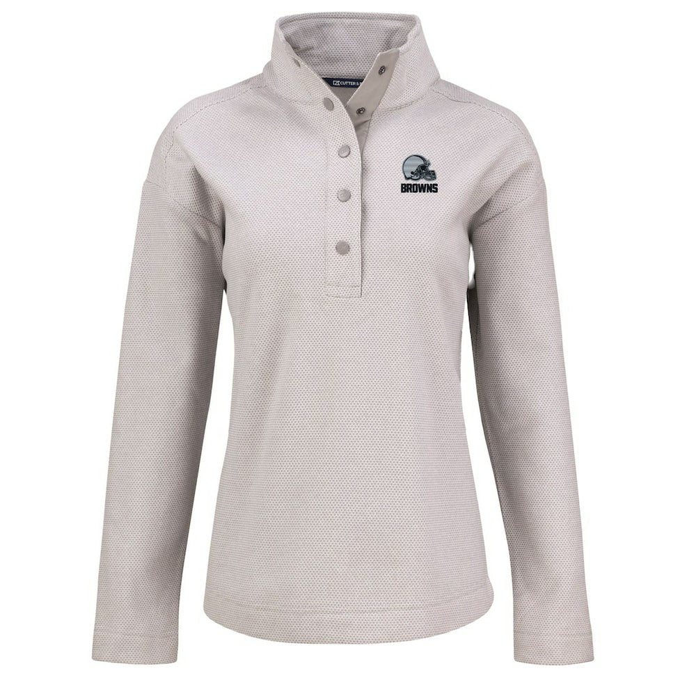 Cutter & Buck Women's Hunts Point Eco Textured Fleece Recycled Quarter-Snap Pullover - Cleveland Browns