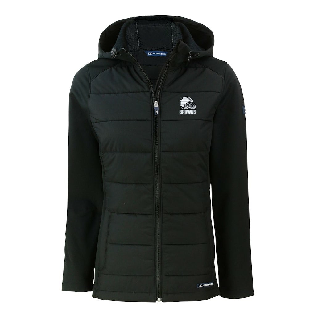 Cutter & Buck Women's Evoke Hybrid Eco Softshell Recycled Full-Zip Hooded Jacket - Cleveland Browns
