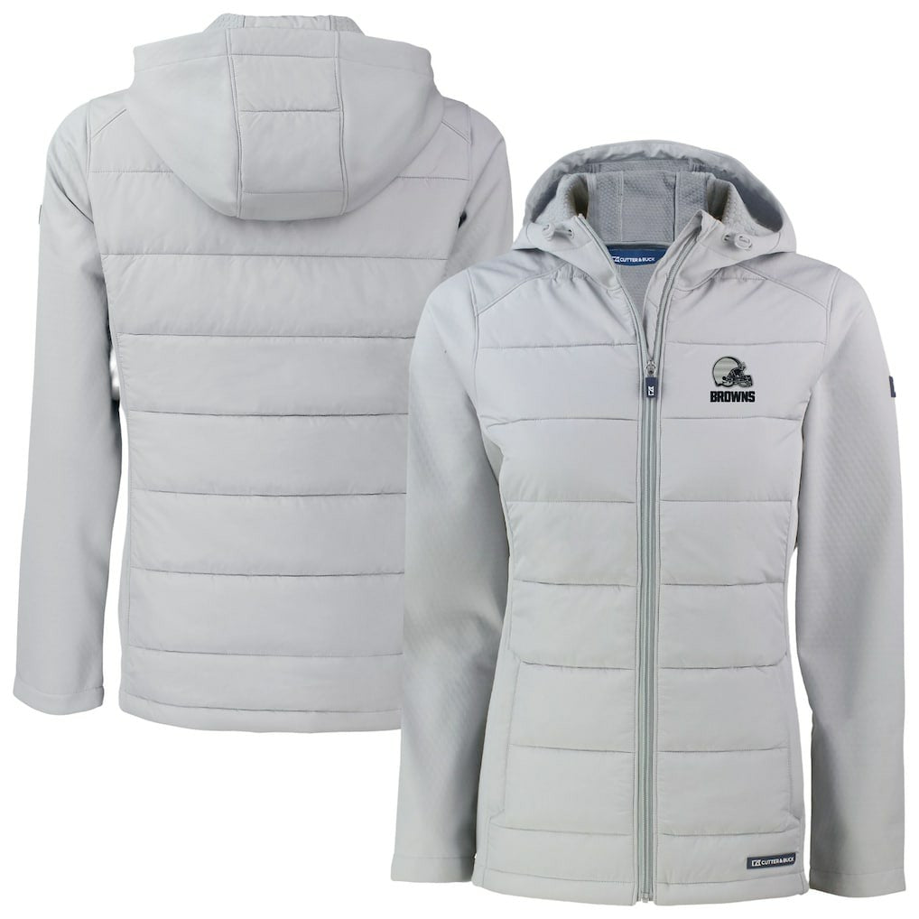 Cutter & Buck Women's Evoke Hybrid Eco Softshell Recycled Full-Zip Hooded Jacket - Cleveland Browns