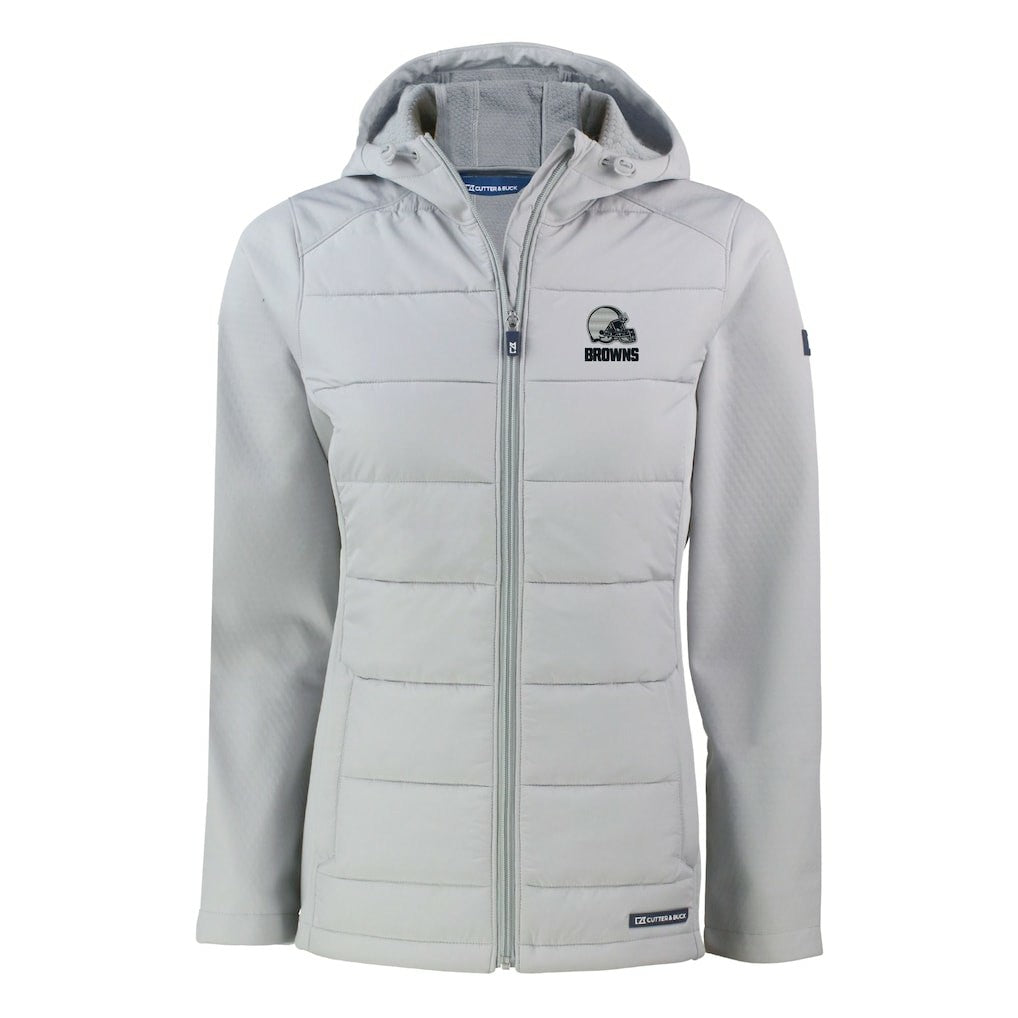 Cutter & Buck Women's Evoke Hybrid Eco Softshell Recycled Full-Zip Hooded Jacket - Cleveland Browns