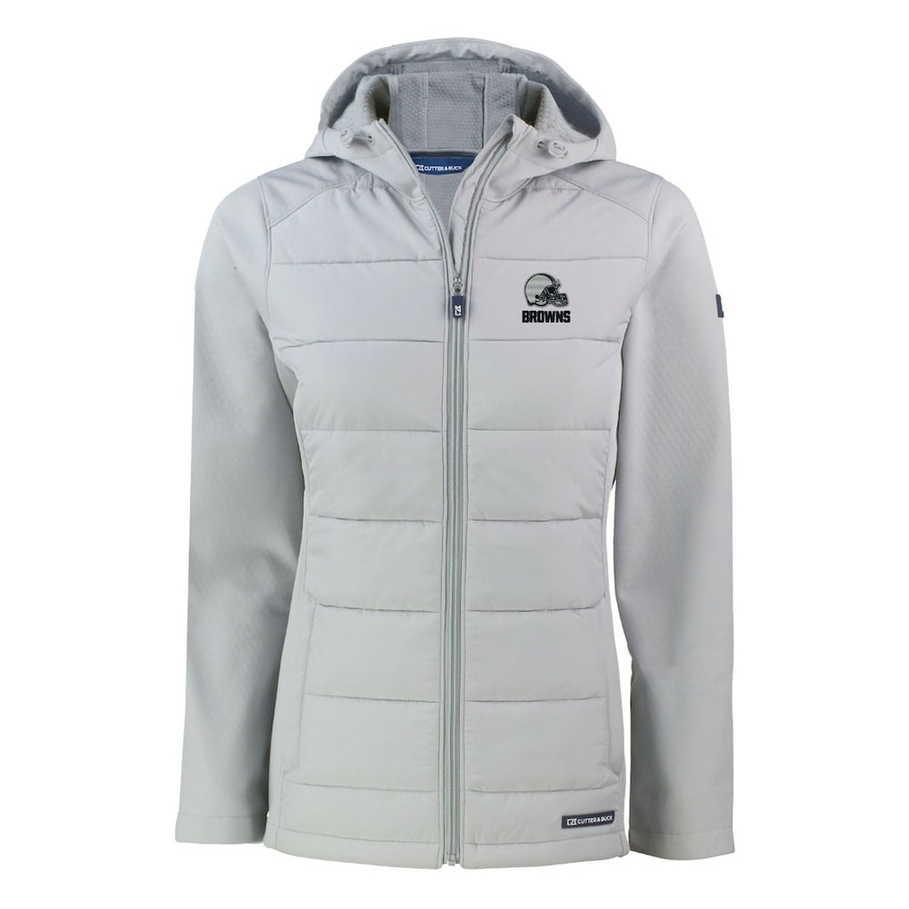 Cutter & Buck Women's Evoke Hybrid Eco Softshell Recycled Full-Zip Hooded Jacket - Cleveland Browns