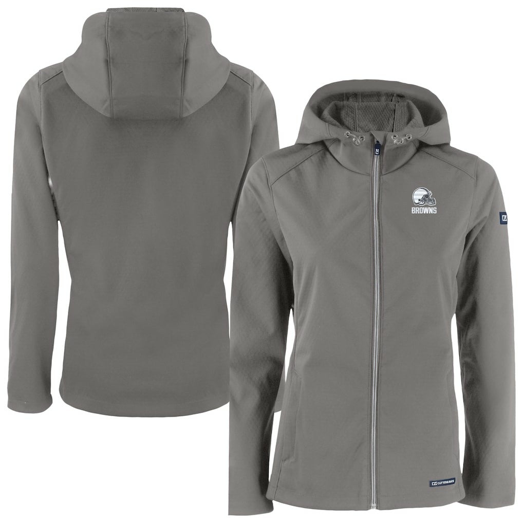 Cutter & Buck Women's Evoke Eco Softshell Recycled Full-Zip Hoodie Jacket - Cleveland Browns
