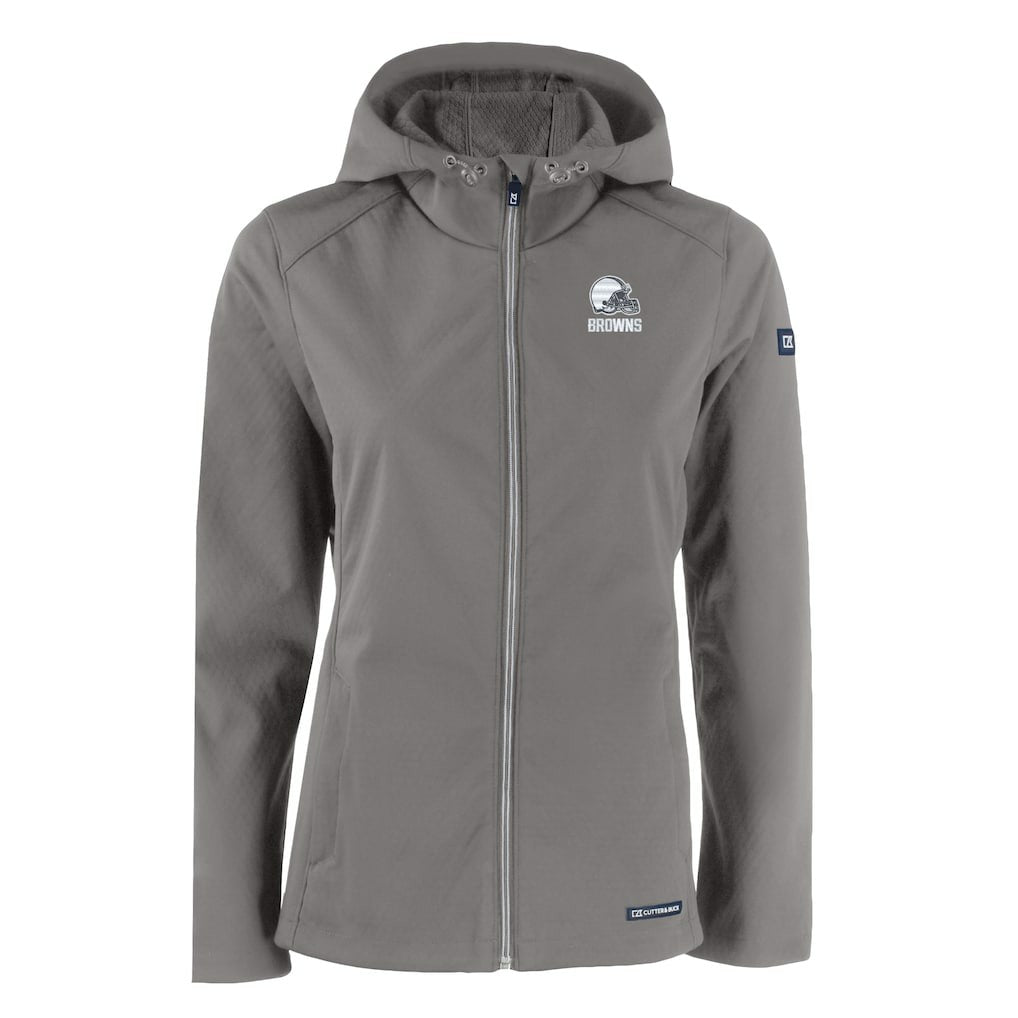 Cutter & Buck Women's Evoke Eco Softshell Recycled Full-Zip Hoodie Jacket - Cleveland Browns