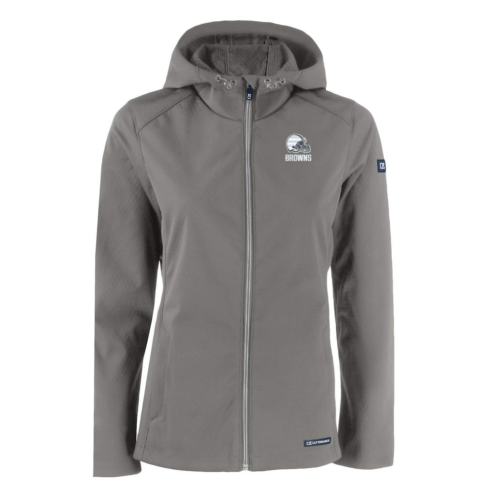 Cutter & Buck Women's Evoke Eco Softshell Recycled Full-Zip Hoodie Jacket - Cleveland Browns