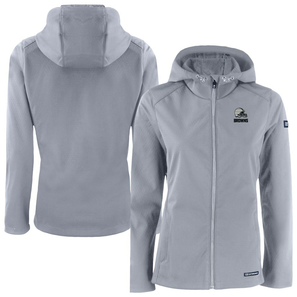 Cutter & Buck Women's Evoke Eco Softshell Recycled Full-Zip Hoodie Jacket - Cleveland Browns