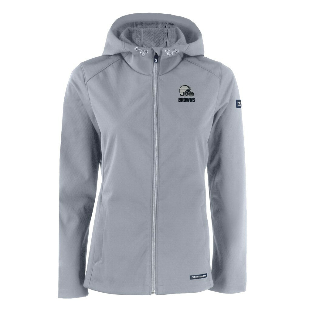 Cutter & Buck Women's Evoke Eco Softshell Recycled Full-Zip Hoodie Jacket - Cleveland Browns