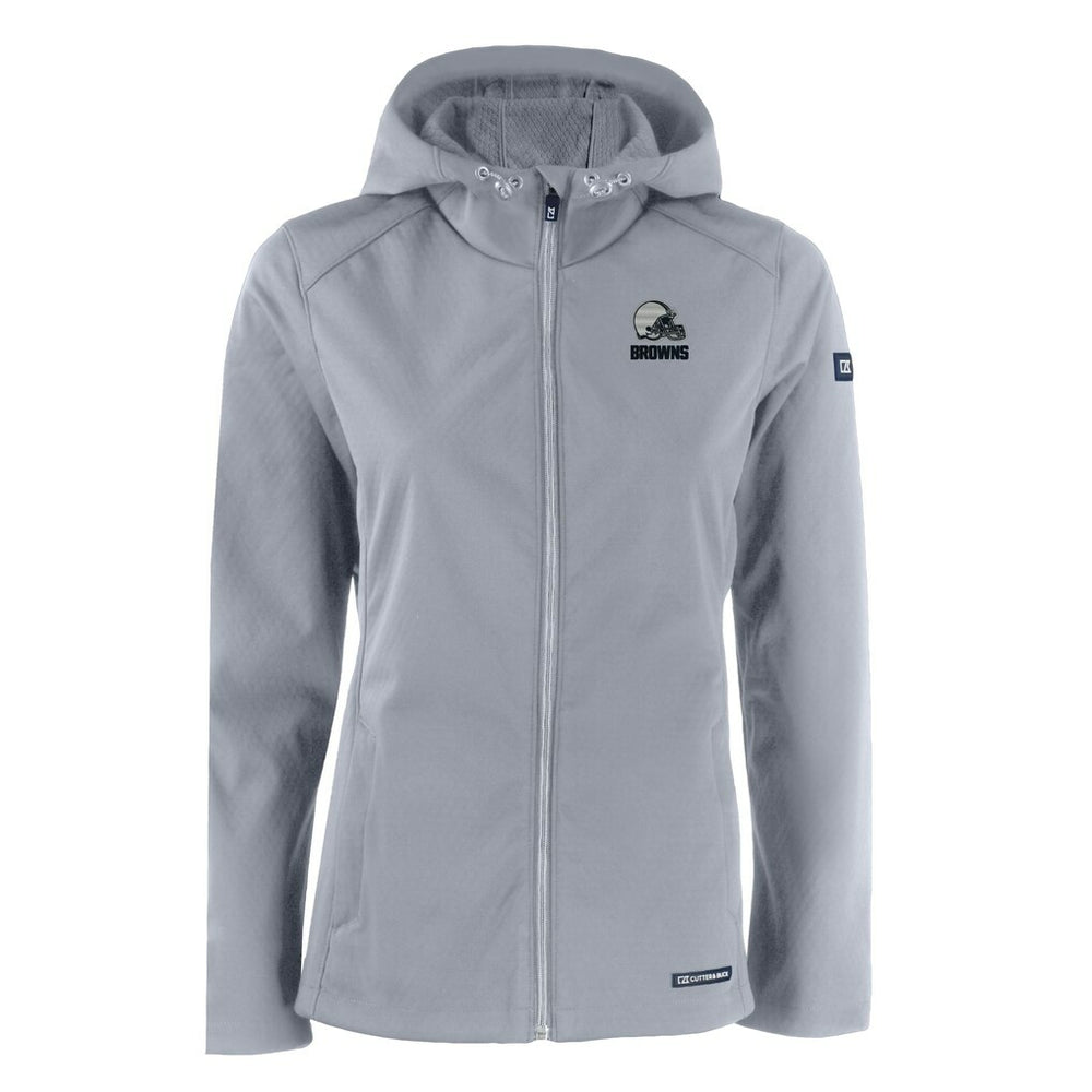 Cutter & Buck Women's Evoke Eco Softshell Recycled Full-Zip Hoodie Jacket - Cleveland Browns