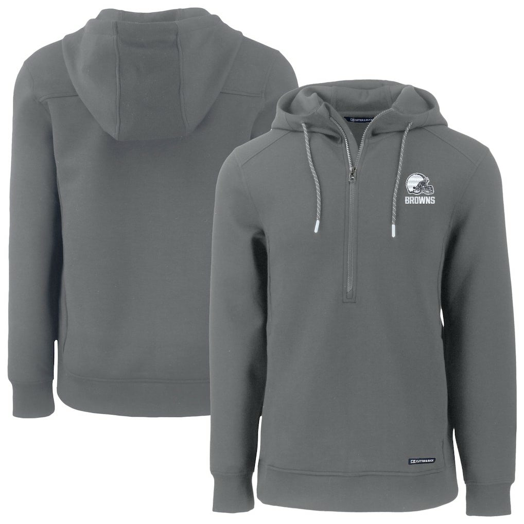 Cutter & Buck Roam Eco Recycled Half-Zip Pullover Hoodie - Cleveland Browns
