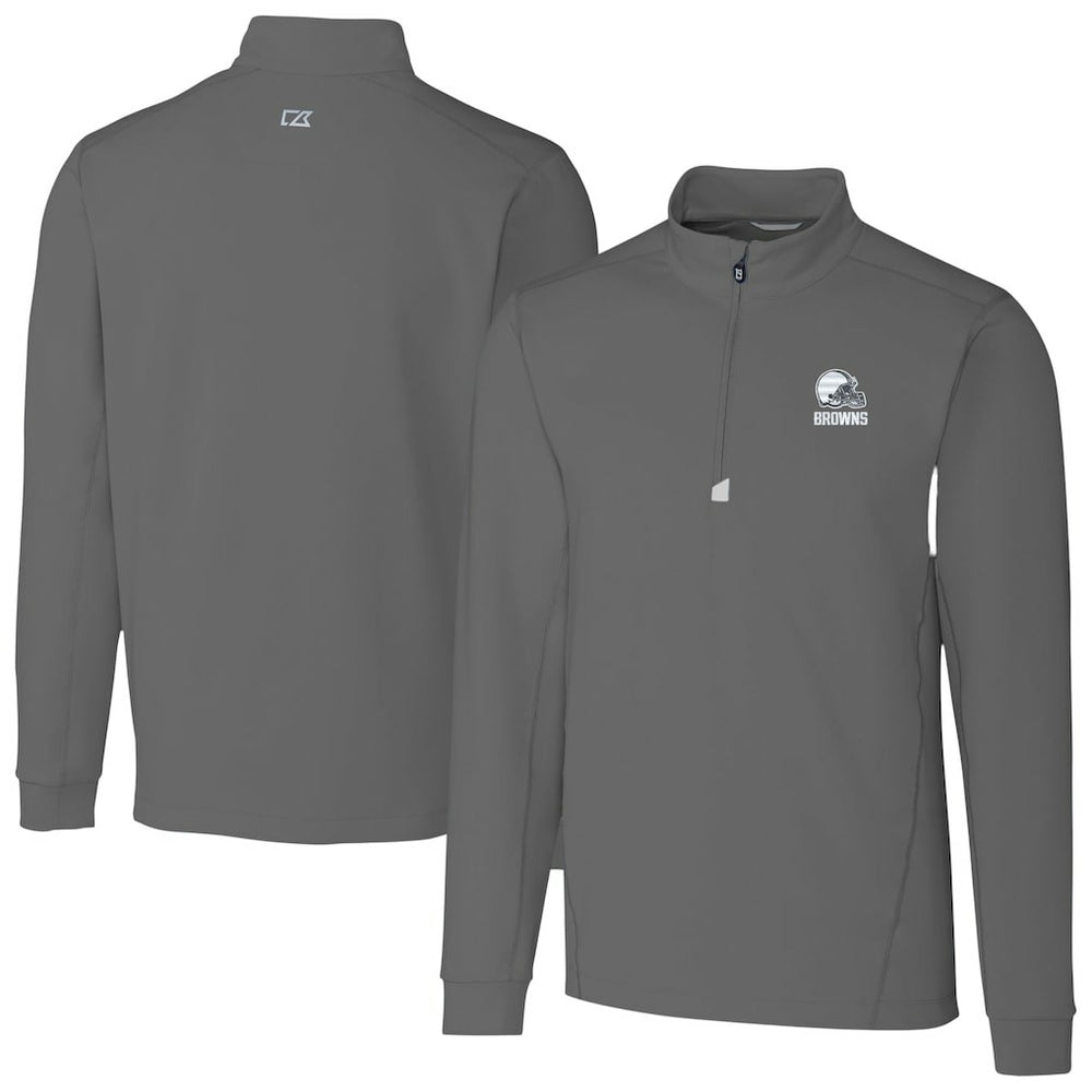 Cutter & Buck Big & Tall Traverse Stretch Eco Quarter-Zip Pullover Top - Cleveland Browns