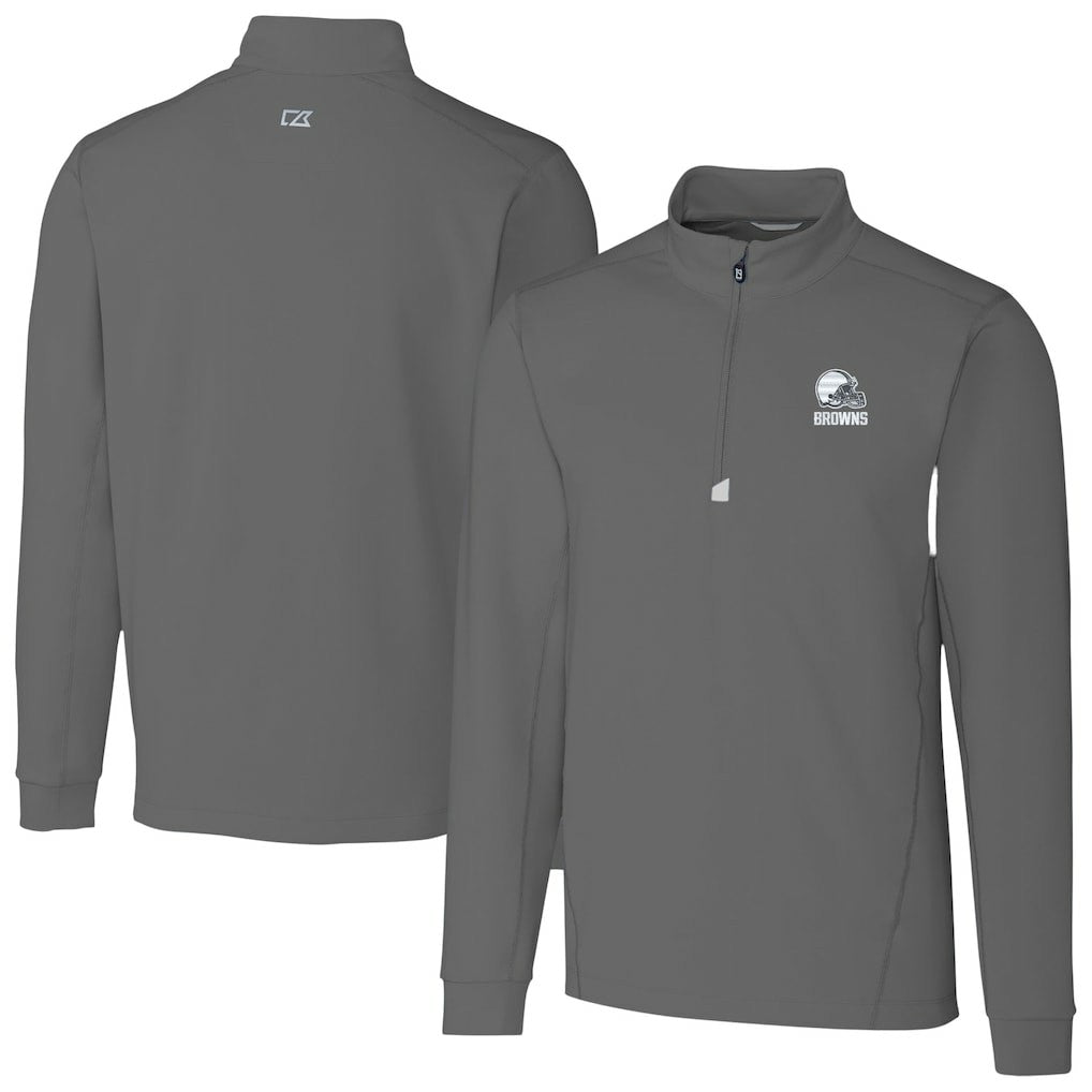 Cutter & Buck Big & Tall Traverse Stretch Eco Quarter-Zip Pullover Top - Cleveland Browns