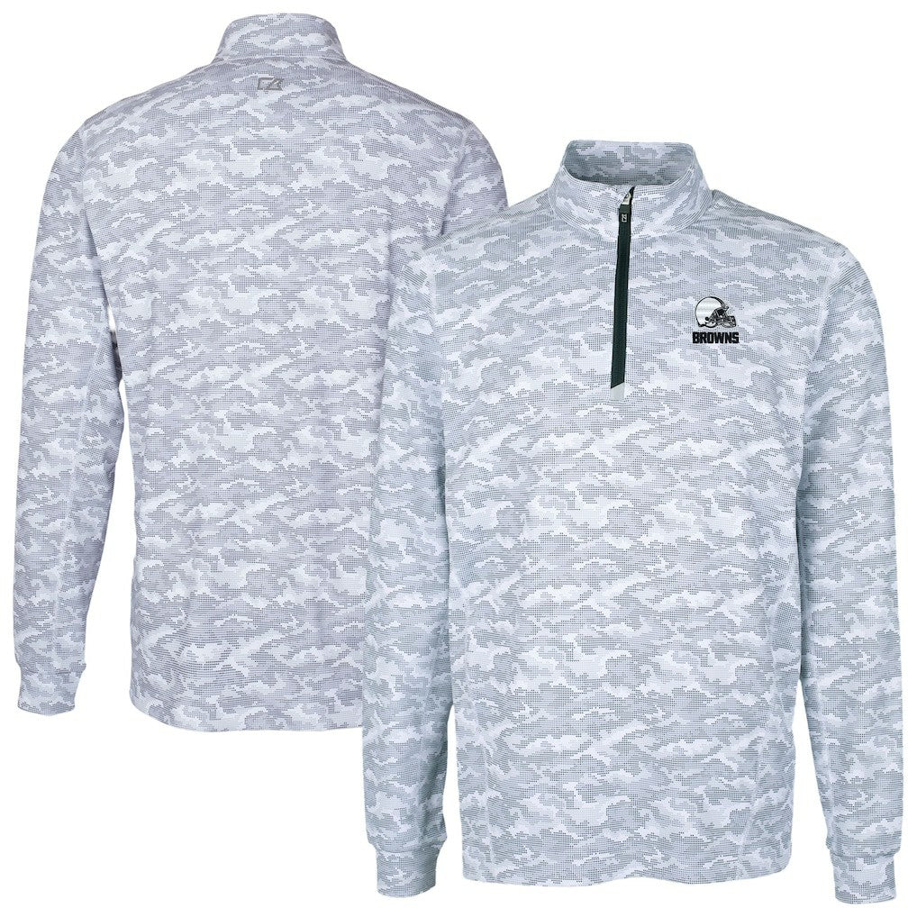 Cutter & Buck Big & Tall Traverse Stretch Eco Camo Print Quarter-Zip Top - Cleveland Browns