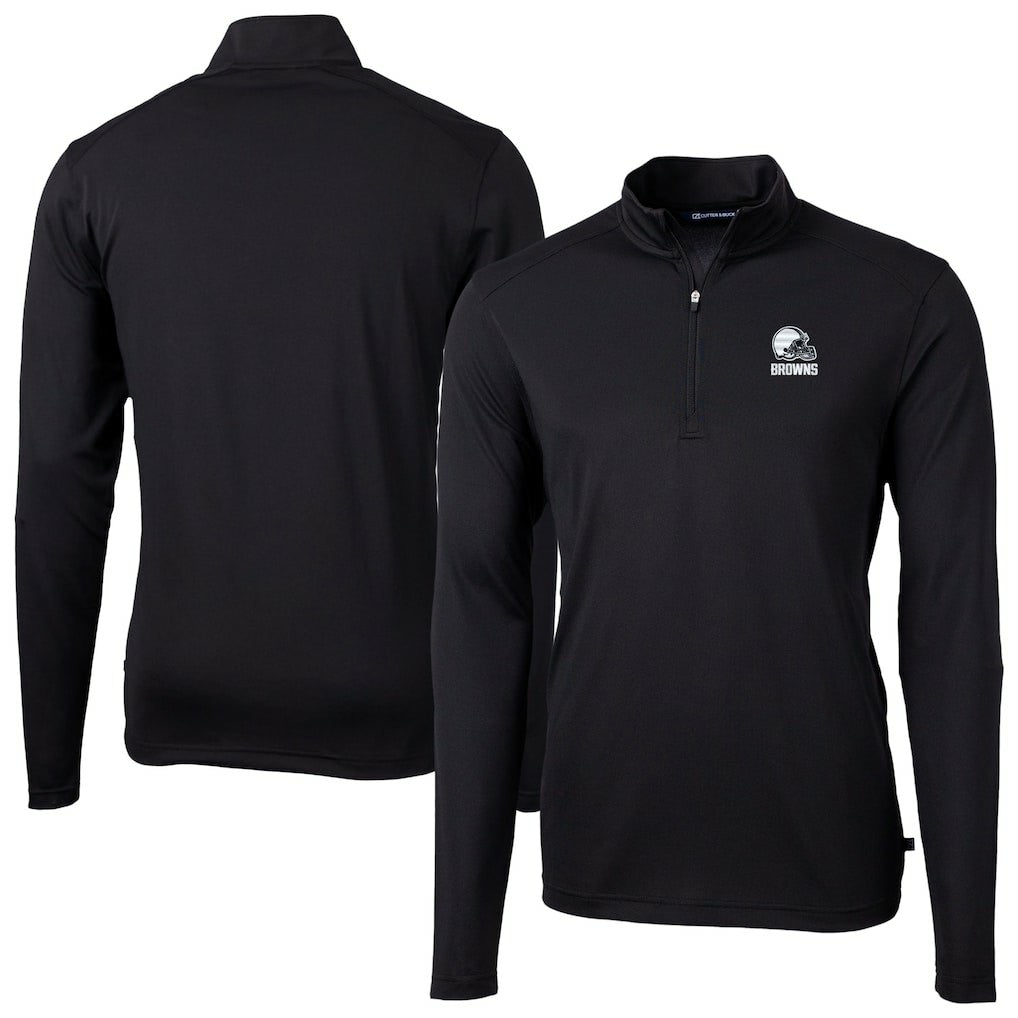 Cutter & Buck Big & Tall Virtue Eco Pique Recycled Quarter-Zip Pullover Top - Cleveland Browns