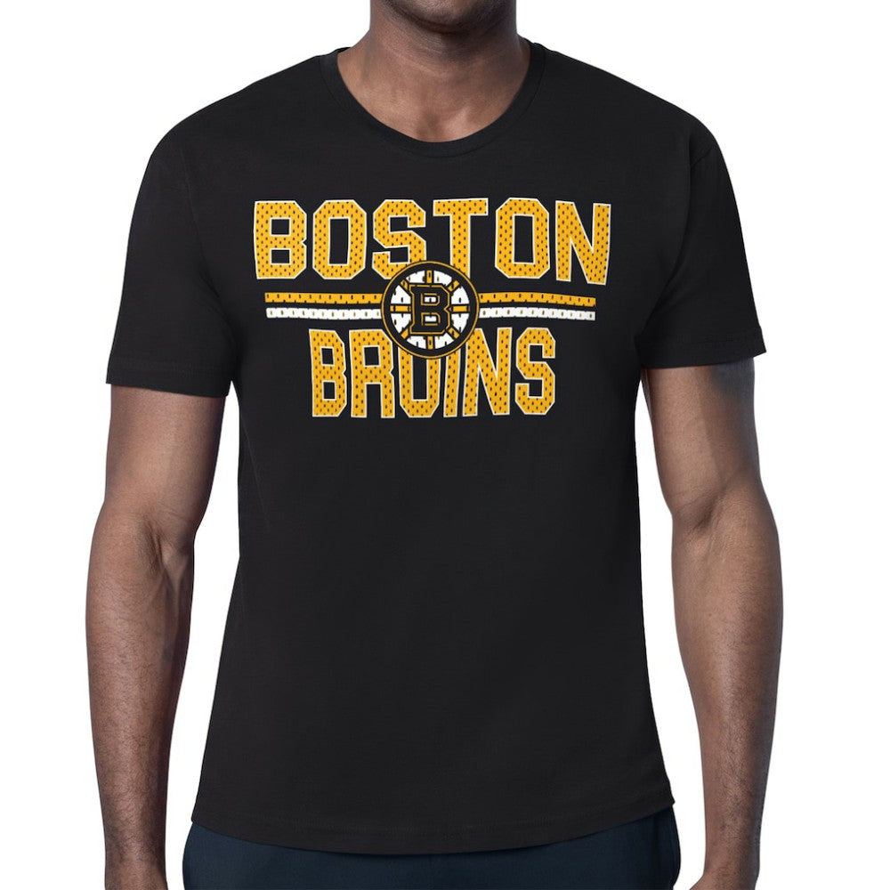 NHL Black Boston Bruins Starter Mesh Look Team Name T-Shirt